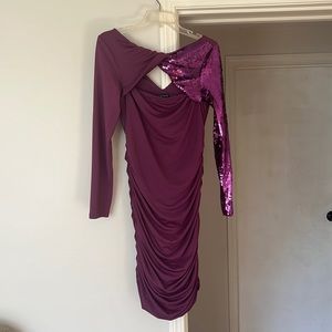 Gorgeous Venus deep purple dress with one arm sequin.